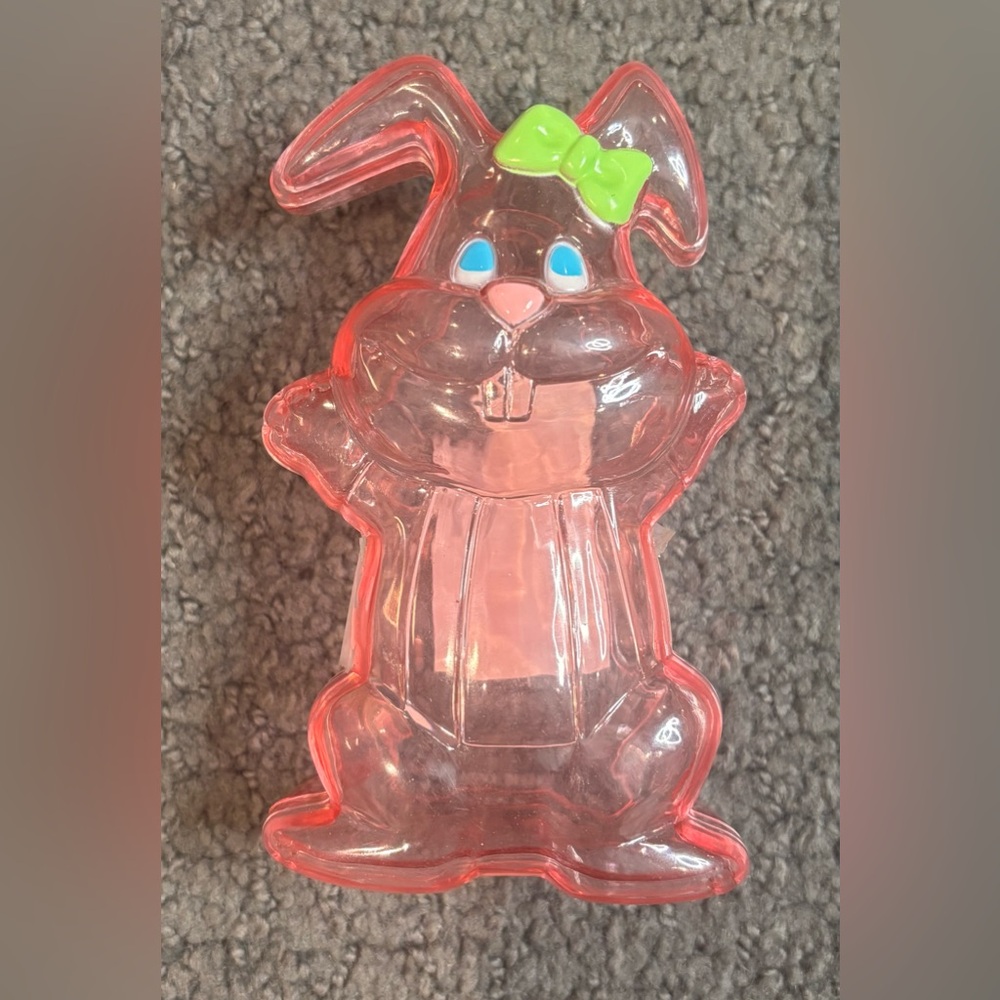 Vintage Easter Bunny Container Pink Walmart 5.5”